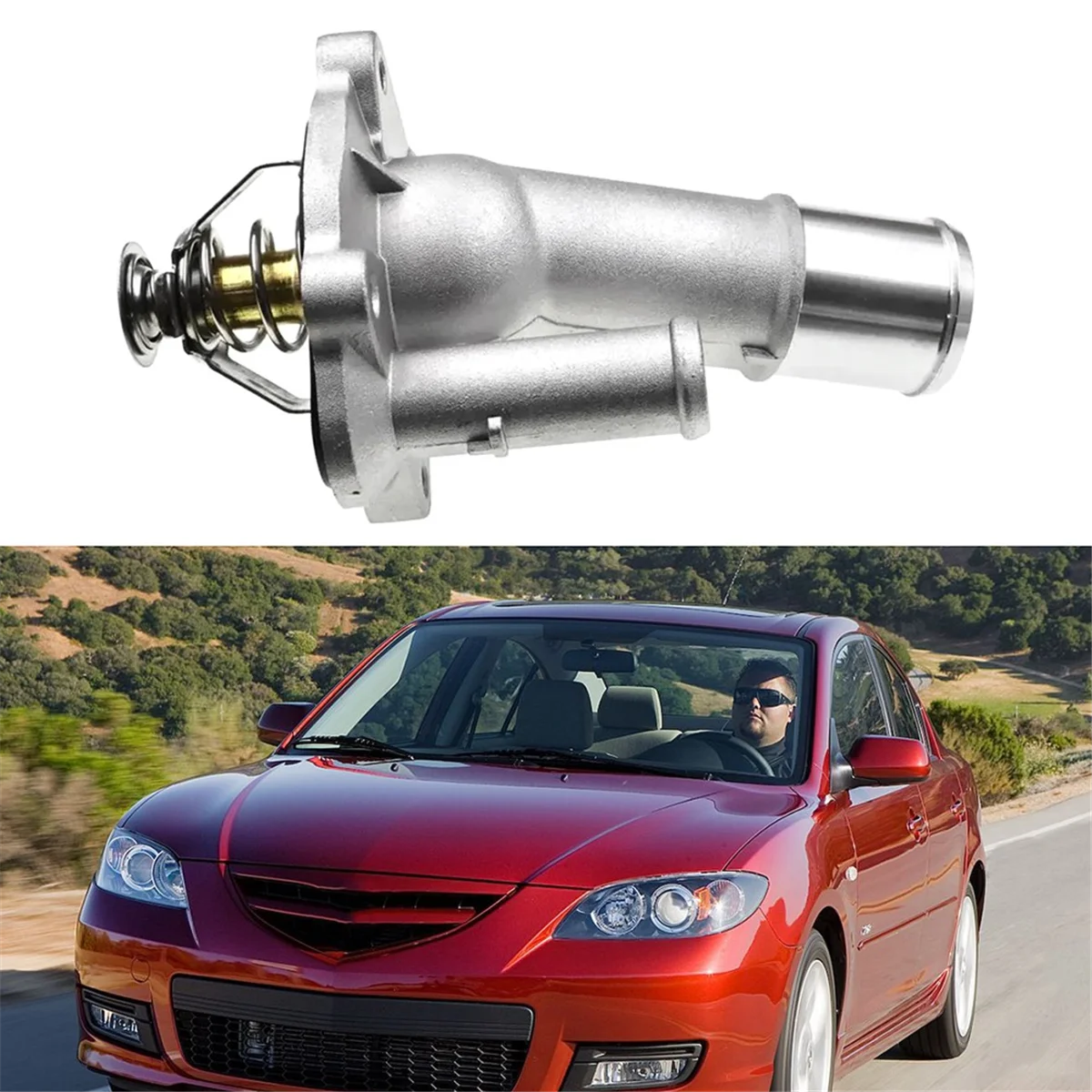 Алюминиевый корпус термостата двигателя водопроводная труба для Mazda 3 5MX-5 Ford Focus