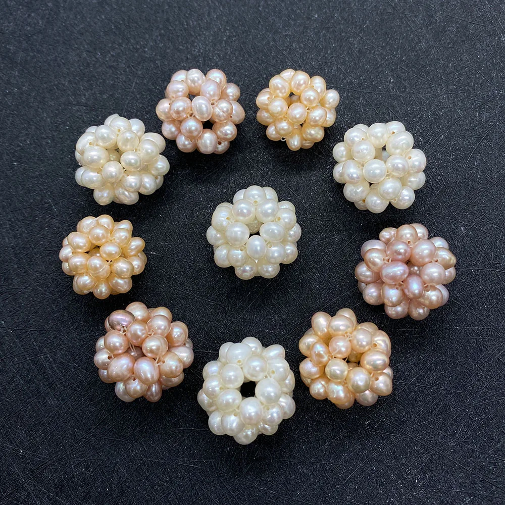 

Natural Freshwater Pearls Handwoven Flower Beads 19x20mm Baroque Pearl Pendant Charm Jewelry DIY Necklace Earring Accessories