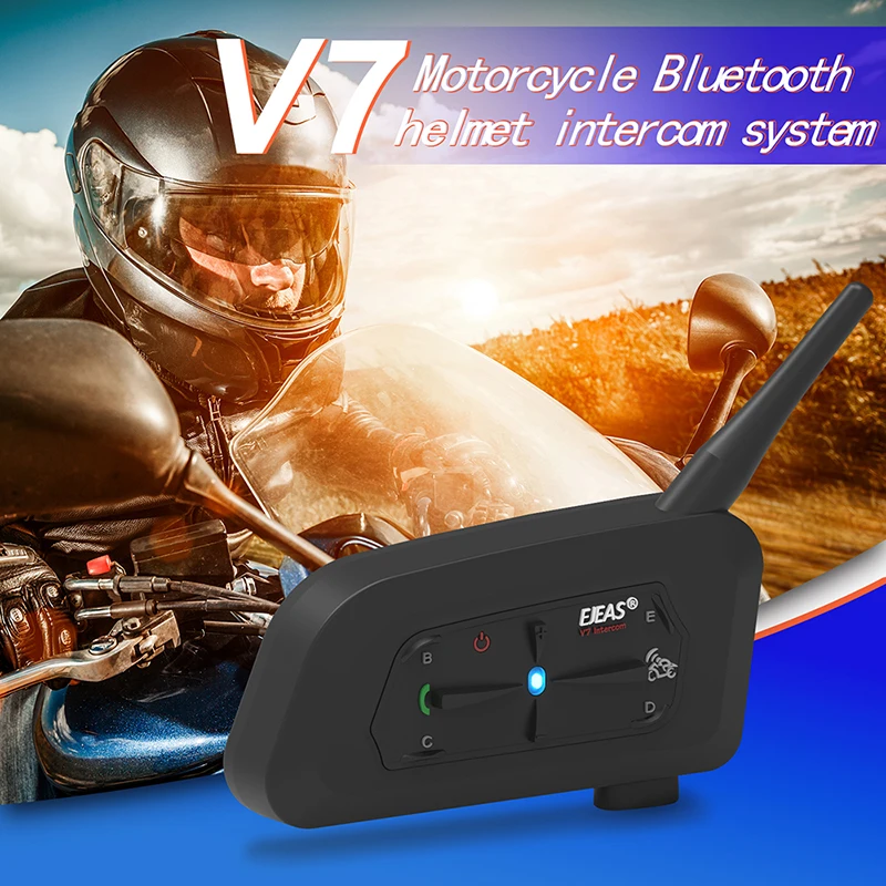 EJEAS V7 Motorcycle Helmet Bluetooth 5.1 Intercom Headset 700M Motorbike Interphone 22 Hours of Music Time