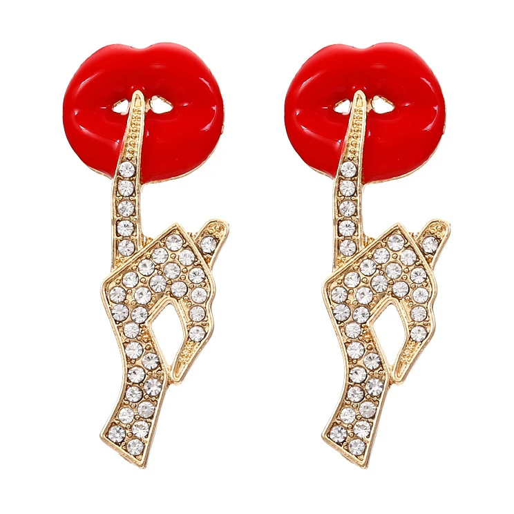 

2022 New Creative Sexy Red Lip Earrings Wholesale