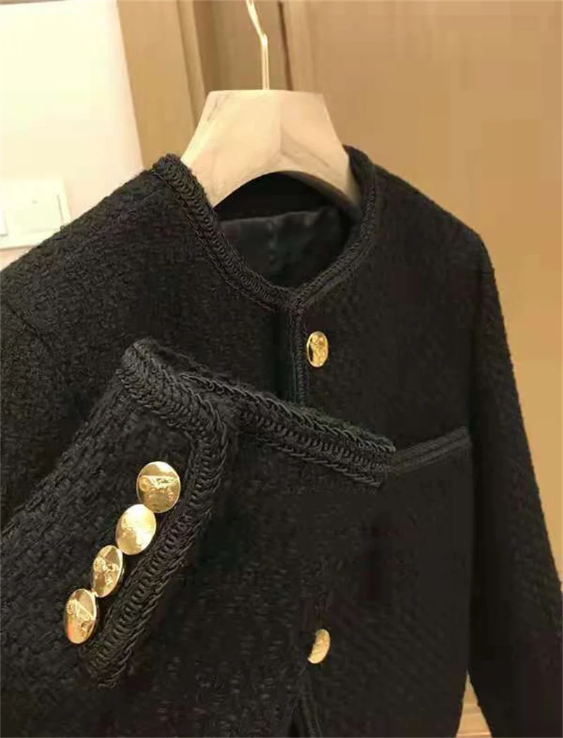 Женская куртка одежда Весенне-осенняя женская однобортная короткая с черным