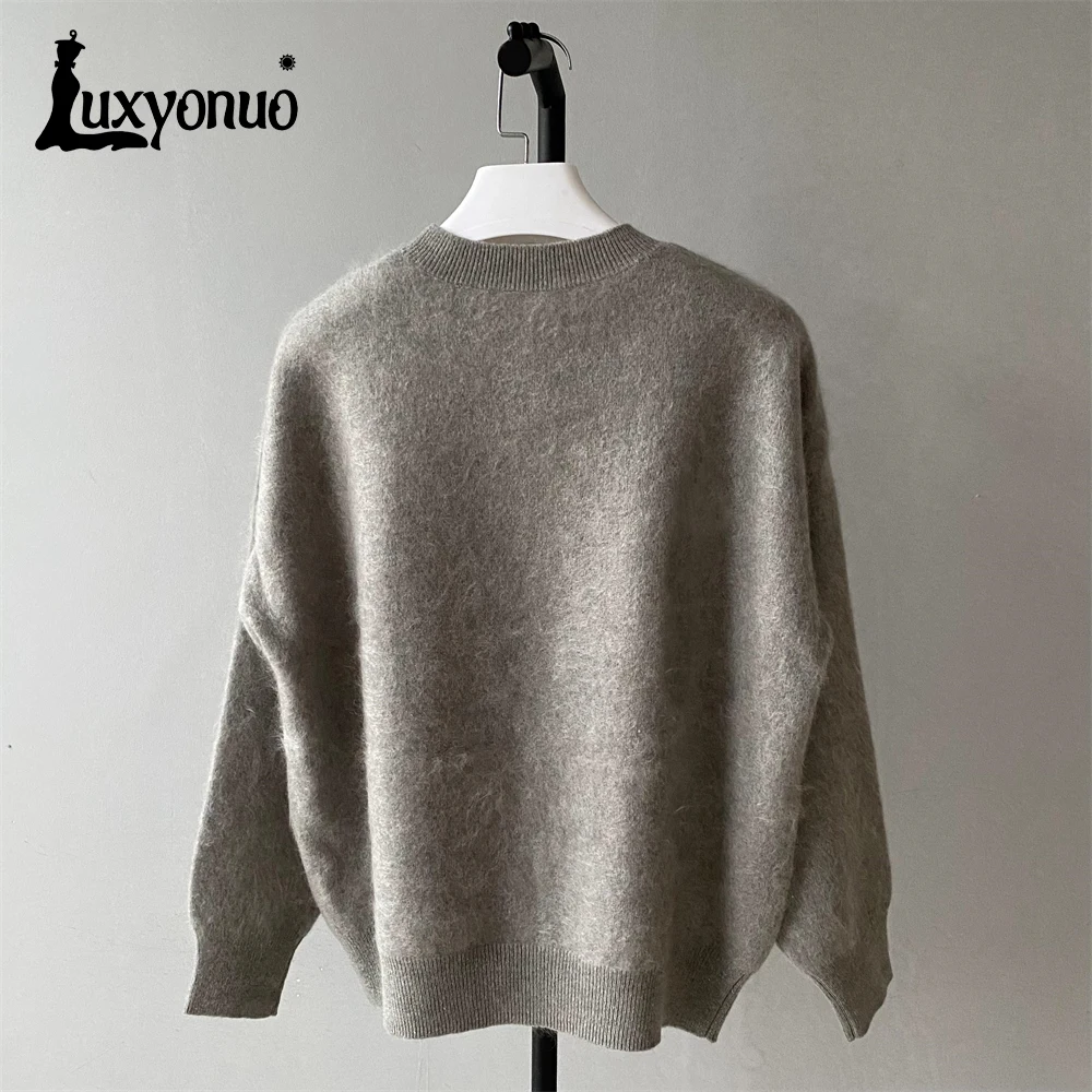 Роскошный женский кашемировый свитер Luxyonuo Дамский модный пушистый пуловер с
