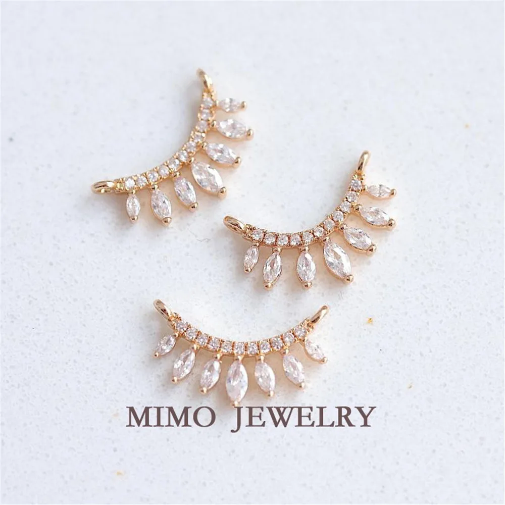 

Color protection gold plated zircon eyelash shape beautiful Japanese style double link DIY accessories