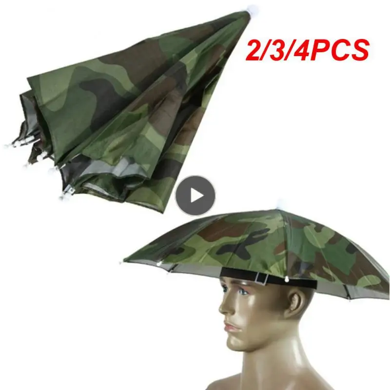 

2/3/4PCS Fishing Hat Collapsible Outdoor Wearing Umbrella Fishing Umbrella Adjustable Fashion Head Umbrella Hat Fishing Caps