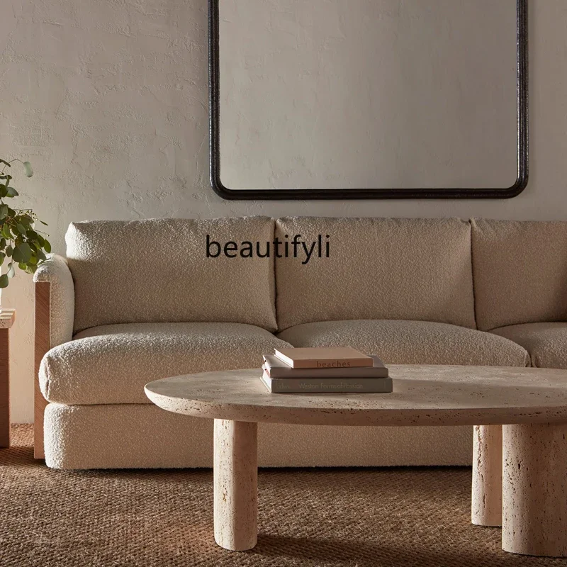 Ваби песочный ветер натуральный травертин журнальный столик маленькая квартира