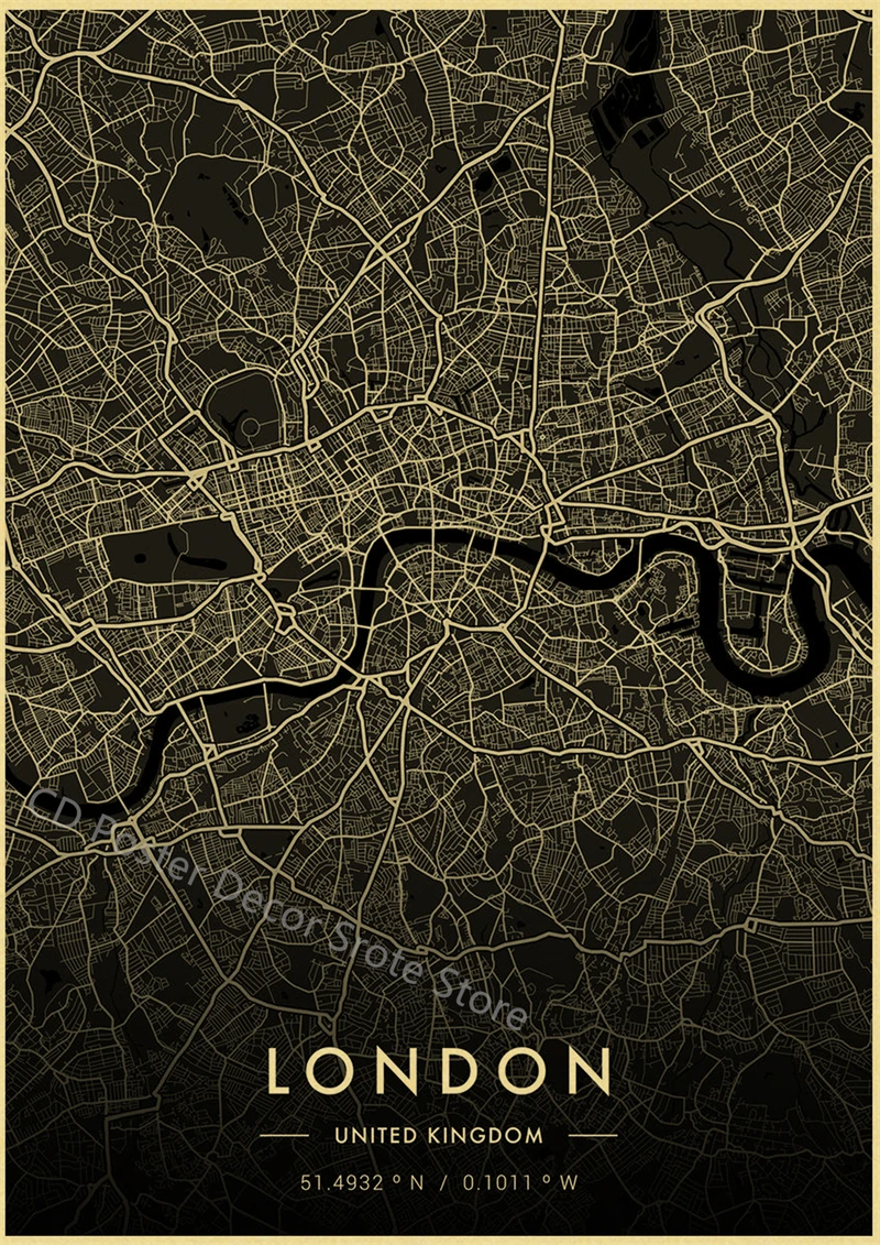 

Ретро принты карты городов на холсте