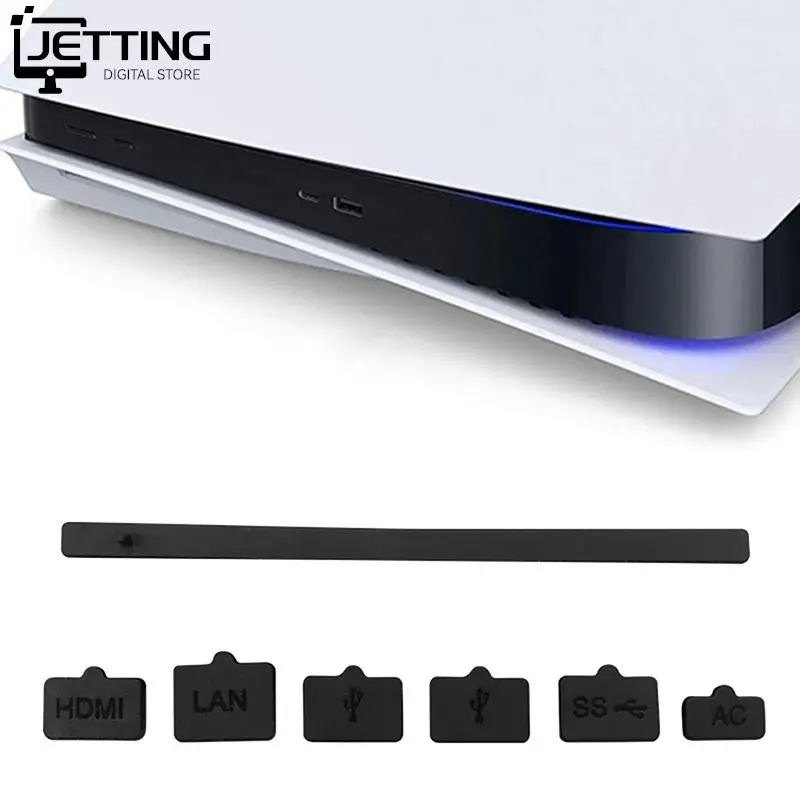 

7pcs Silicone Dust Plugs Set USB Interface Anti-dust Cover Dustproof Plug For PS5 Game Console Accessories Parts