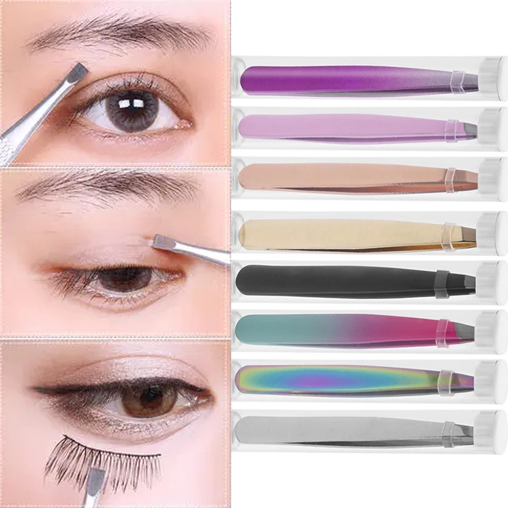 

Professional Slanted Stainless Steel Eyebrow Tweezers Shaving And Hair Removal Eyebrow Pinch Forceps Blackhead Remover