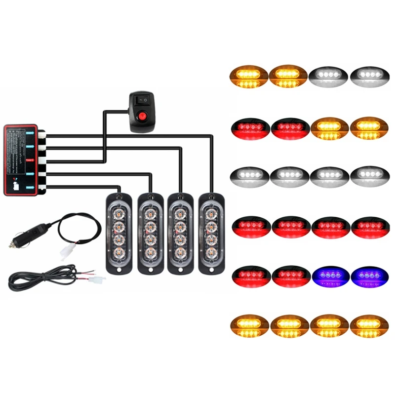 

4 шт., 4-светодиодные стробоскопы, 12 В, 4 в 1