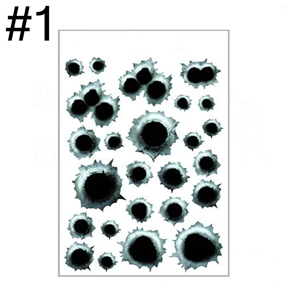 

1 комплект автомобильных наклеек, 3D набор наклеек с пулевыми отверстиями, имитация растрескивания пуль-отверстий, наклейки для автомобиля, мотоцикла, декора ноутбука