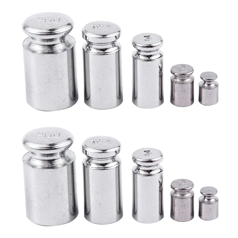 

2X Weight 1G 2G 5G 10G 20G Chrome Plating Calibration Gram Scale Weight Set For Digital Scale Balance Silvery White