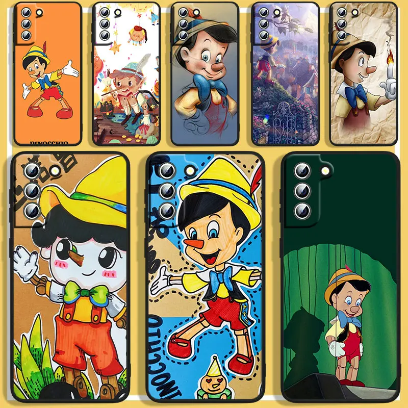 

Pinocchio cartoon Phone Case For Samsung S8 S9 S10 S20 S21 S22 Plus 4G S10e 5G Lite Ultra FE Black Funda Cover Soft Silicone
