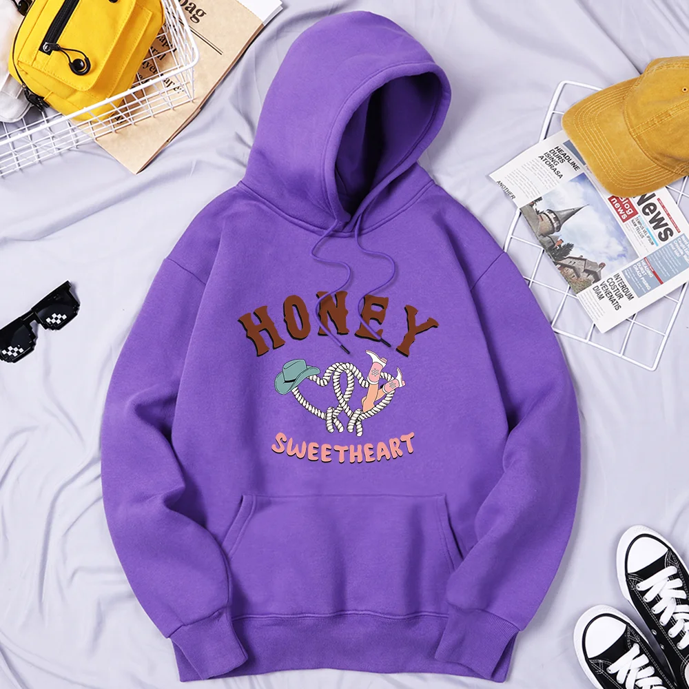 

Honey Sweetheart Western Cowgirl Men Clothing Quality Harajuku Tracksuit Fashion Fleece Streetwear Popular Loose Men Hooded