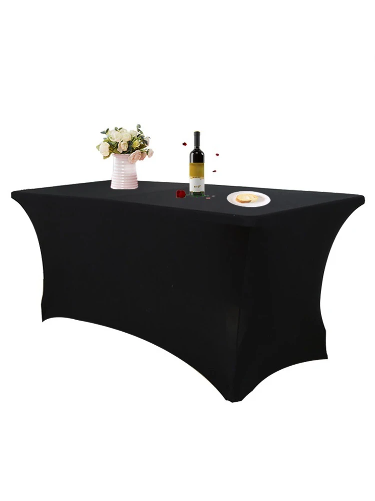 TECHOME 4/5/6/8/10FT Stretch Rectangle Tablecloth Cocktail Banquet Table Cover Spandex Table Cloth Wedding Party for Hotel Home
