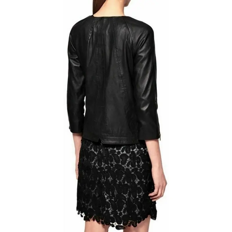 Women Leather Jacket Black Lambskin Zip Jacket Casual Slim Jacket Clothes enlarge