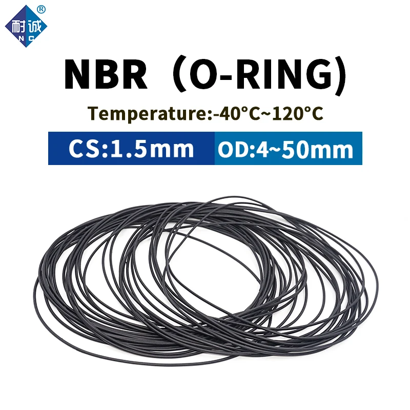 OD4-50 NBR O Ring Seal Gasket Thickness CS1.5mm Oil and Wear Resistant Automobile Petrol Nitrile Rubber O-Ring Waterproof Black