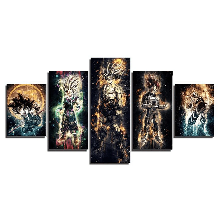 

5 PCS Anime Dragon Ball Diamond Painting New Arrival 5d DIY Embroidery Diamond Mosaic Rhinestones Pictures Kits Room Decoration