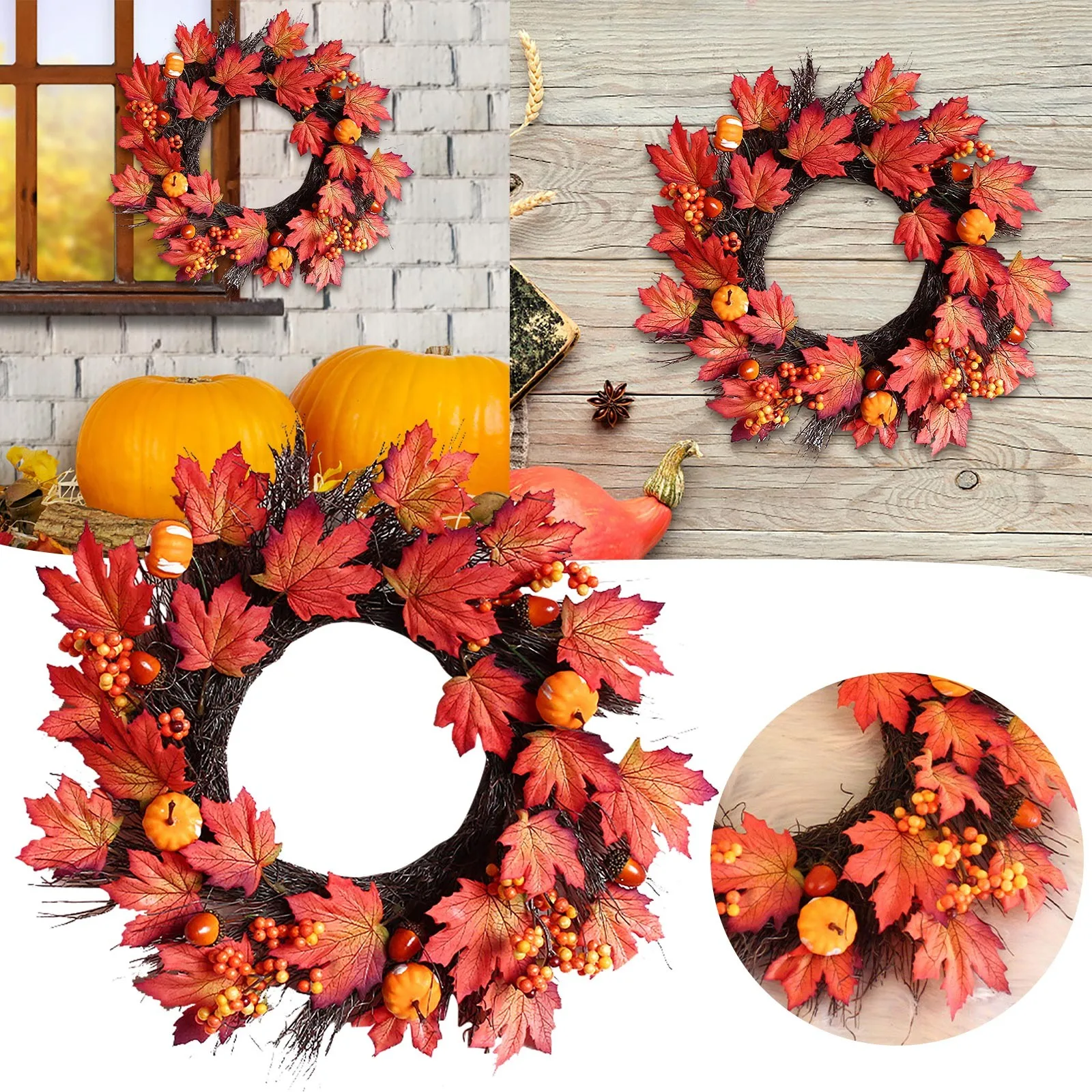

Fall Front Door Wreath With Metal Hanger Autumn Harvests Wreath Thanksgiving Wedding Wreath 24 Wreaths for Front Door outside