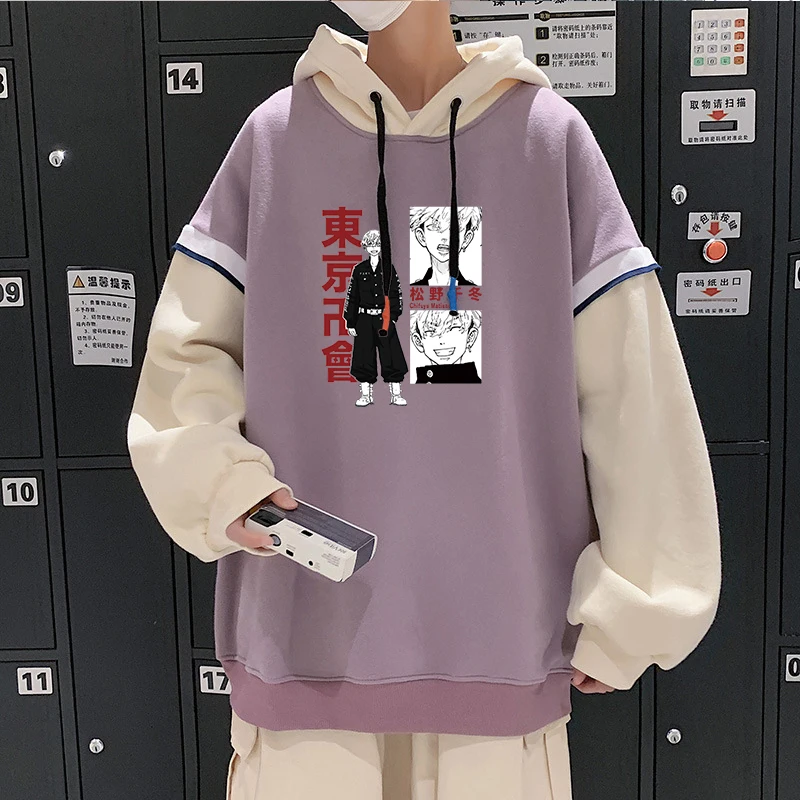 

Funny Anime Tokyo Revengers Matsuno Chifuyu Cool Men Pullover Hoodies Harajuku Manga Winter Fashion Fake Two Pieces Sweatshirt