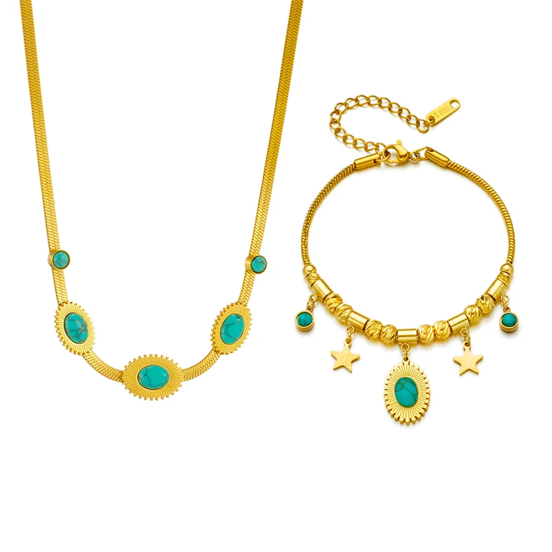 DIEYURO 316L Подвеска из нержавеющей стали с зеленым камнем женское винтажное