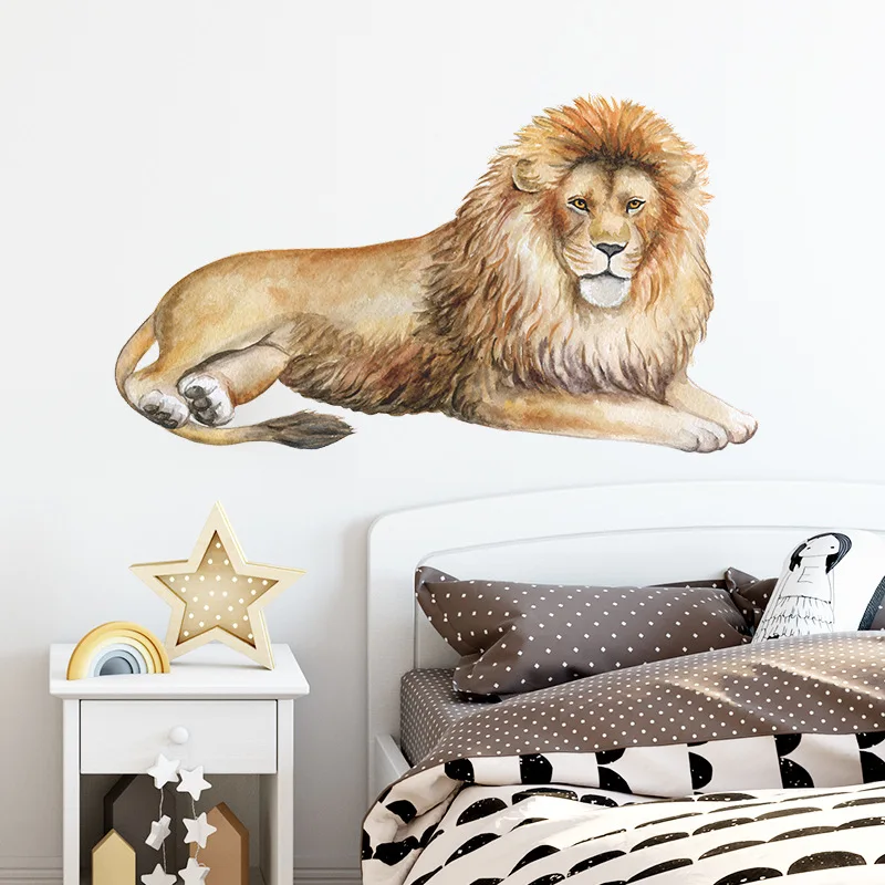 

Painted lazy lion children bedroom kindergarten porch home wall decoration wall stickers waterproof PVC self-adhesive wallpaper