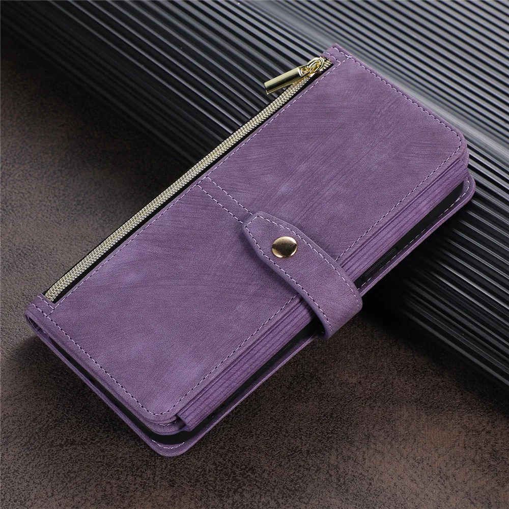 

For Samsung A21S Multi 9-Card Zipper Wallet Leather Case Samsung Galaxy A51 Flip Case for Galaxy A71 A 70 50 30 S A20 A10 Cover