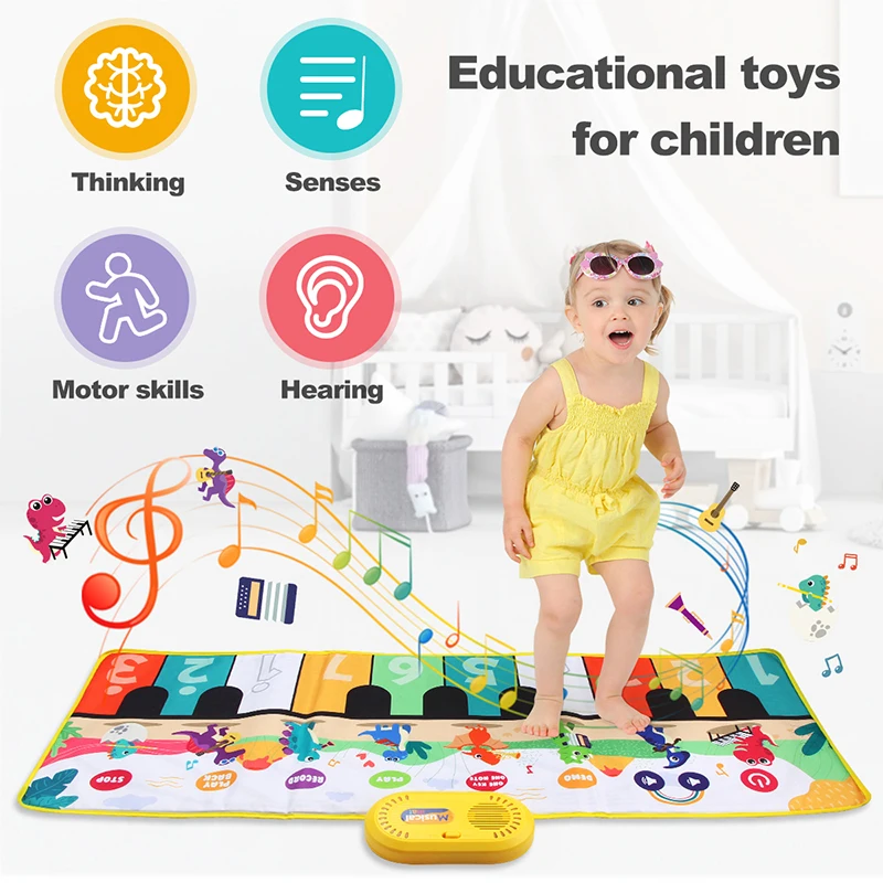 Игровой коврик для детей девочек и мальчиков с музыкальным пианино клавиатурой 8