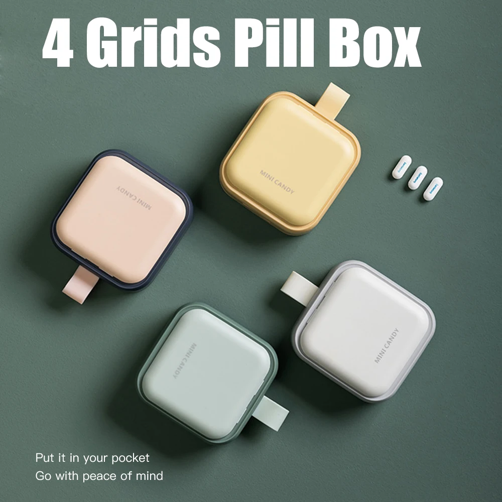 

4 Grids Medicine Pill Box Waterproof Portable Nordic Pill Box Drug Tablet Case Medicine Storage Vitamins Container Plastic Box