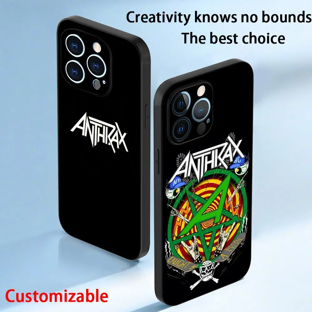 Фото Модный чехол для телефона с крутым логотипом Anthrax для iPhone 17, 16, 15, 14, 13, 12 Plus, Mini, Pro, Max – Мягкий черный противоударный чехол №2