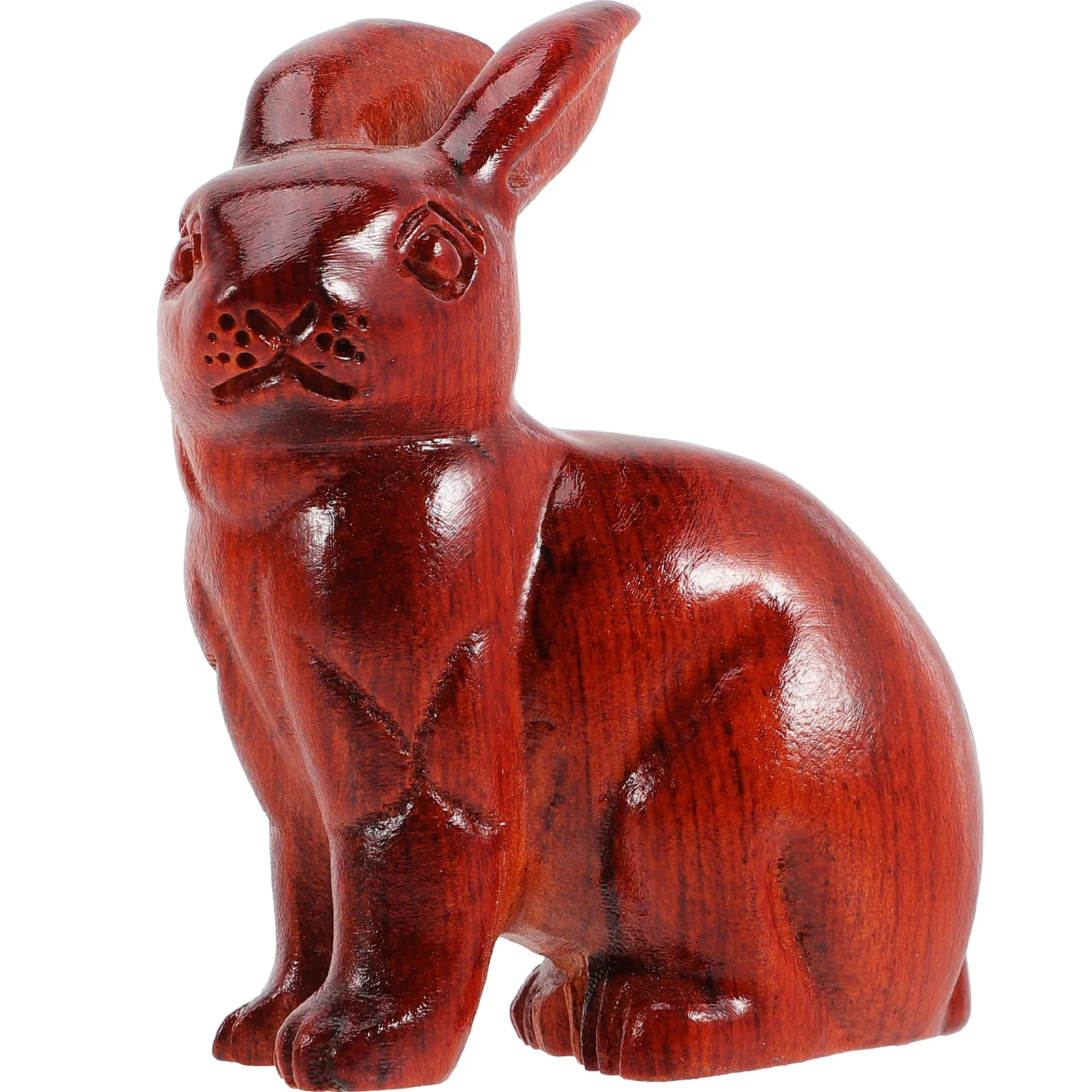 

Desktop Wood Carving Rabbit Statue Decorative Bunny Figurine Craft Animal Statue