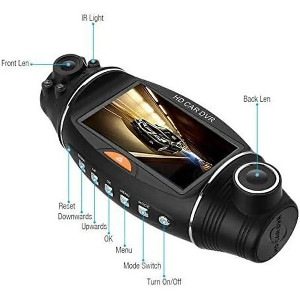 Двойной видеорегистратор для автомобилей передний и задний широкоугольный с