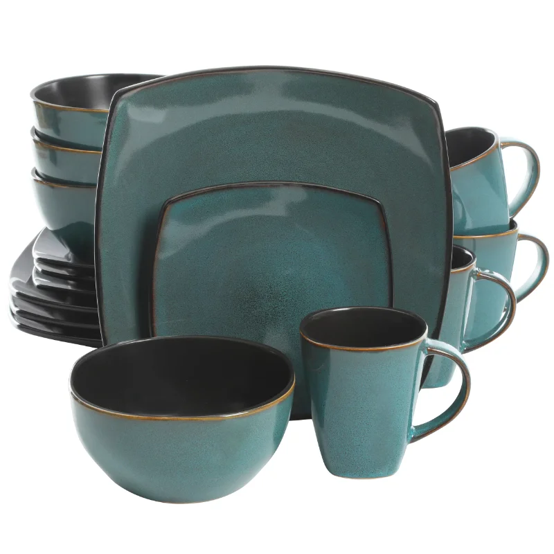 Gibson Home Soho Lounge Square Stoneware 16 Piece Dinnerware