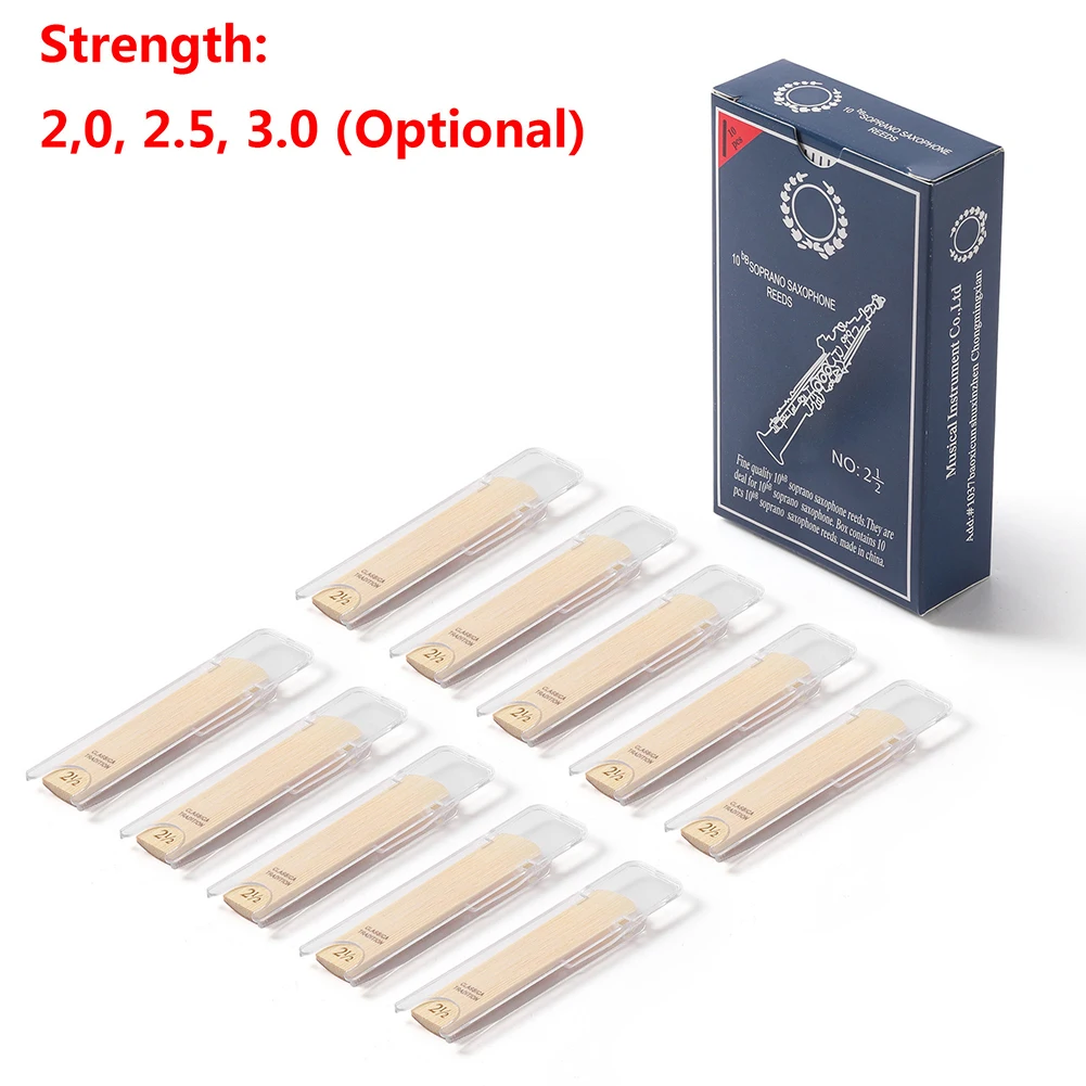 

YOUZI 10 Pieces Soprano Saxophone Reeds Strength 2.0 2.5 3.0 Saxophone Reeds Bb Tone Soprano Sax Reeds For Beginner
