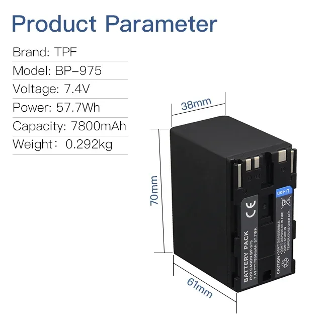 Высококачественные литий-ионные аккумуляторы 7 4 В BP-975 цифровая батарея Came ra для Ca