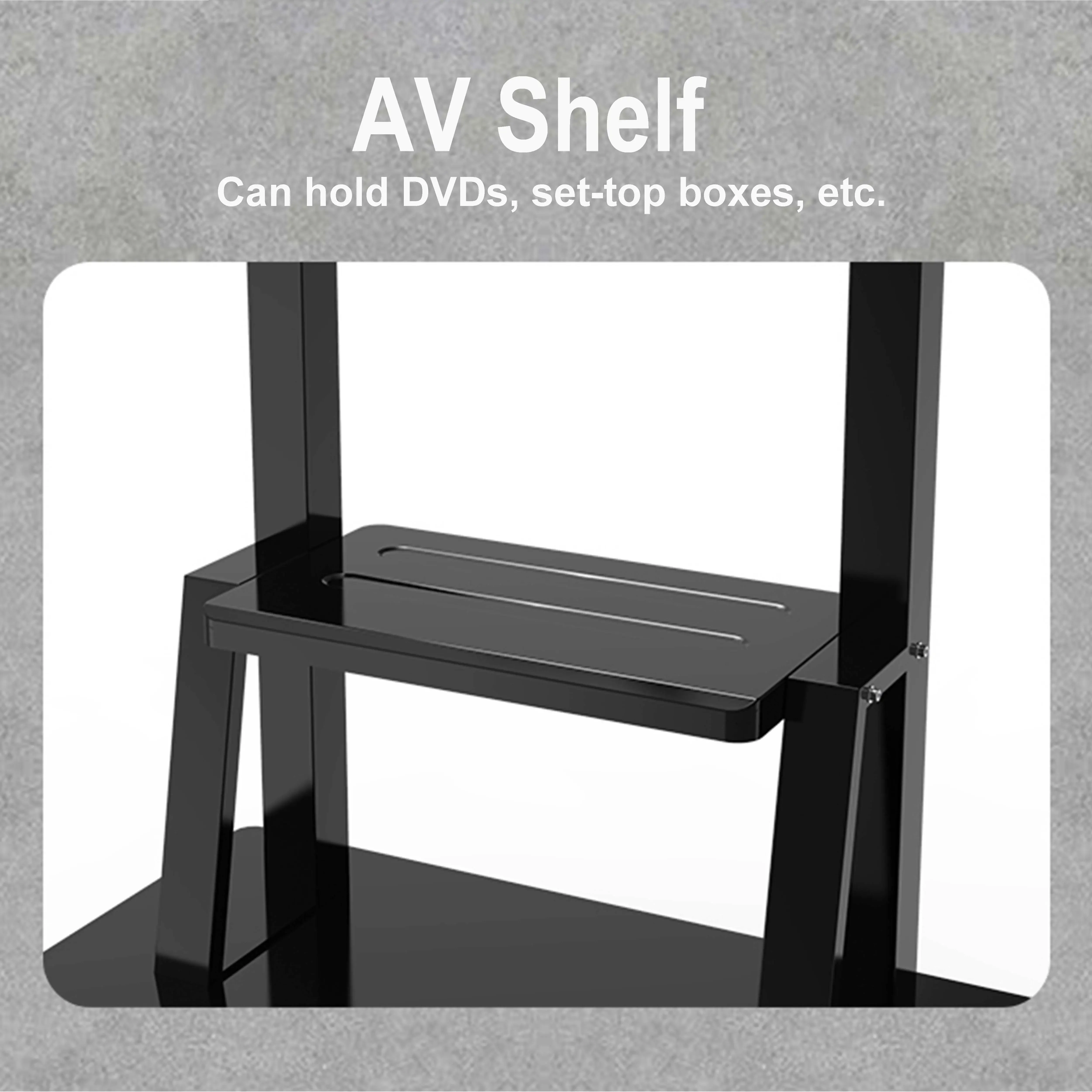 NBJOHSON 55-100 дюймов VESA 900*600 мм подвижные тележки с полкой AV