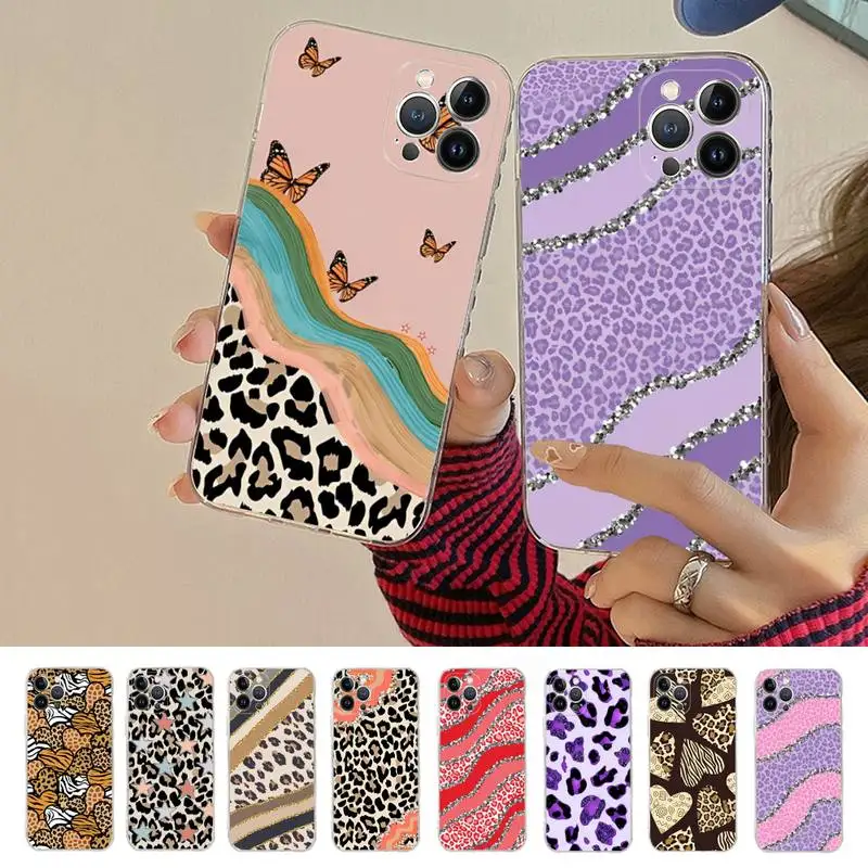 

Fashion leopard painted Phone Case For iPhone 14 11 12 13 Mini Pro XS Max Cover 6 7 8 Plus X XR SE 2020 Funda Shell