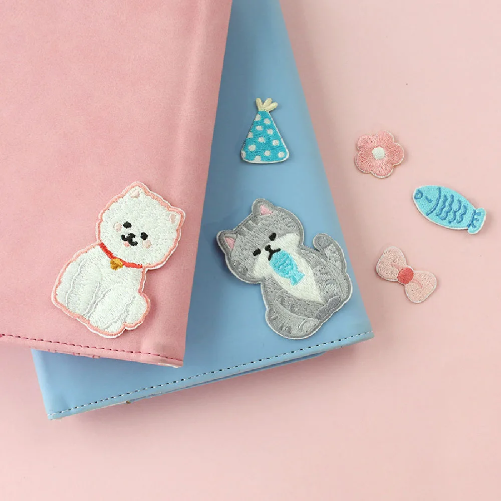 Цельная дешевая наклейка на нашивку милые животные мультяшные собаки кошки