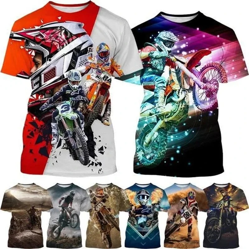 

New Men's Cool Motocross 3D Painted Short-sleeved T Shirt Extreme Sports Tees Hip-hop Streetwear Top Oversized XXS-4XL Tshirt