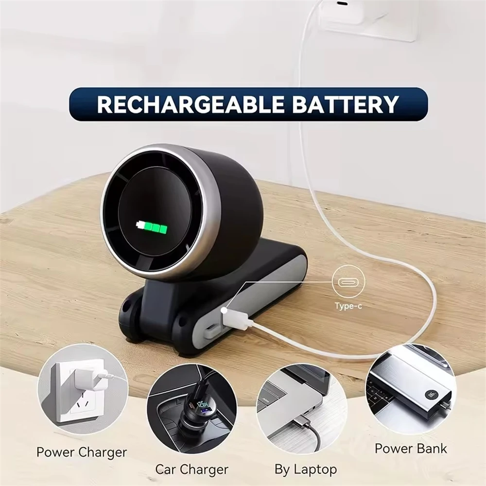 Фото Портативный турбовентилятор Roreta, складной портативный USB-вентилятор с цифровым дисплеем, портативный бесшумный мини-настольный вентилятор для дома, офиса, путешествий №3
