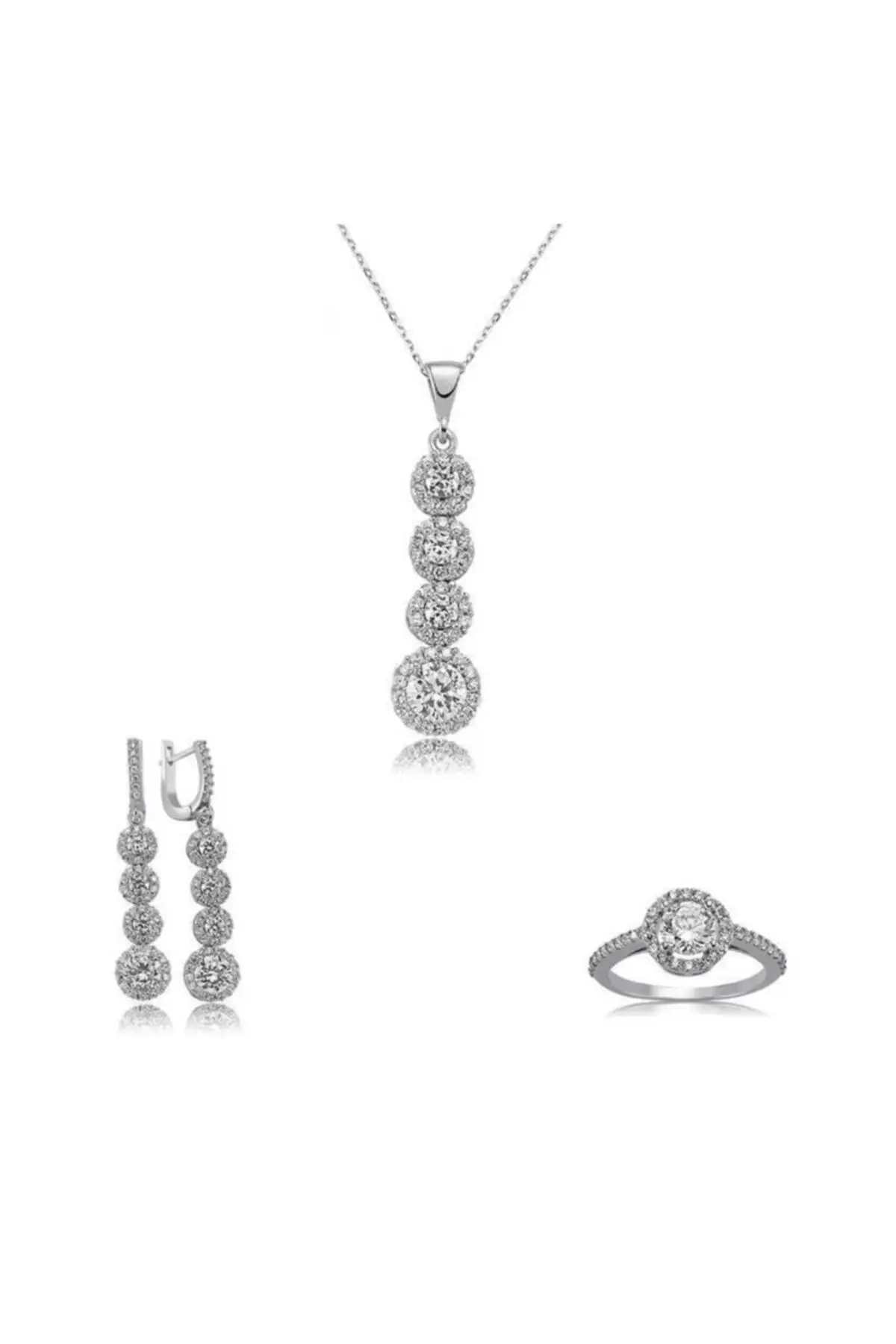 

Серебряный комплект из четырех камней для женщин, серьги, кольцо с подвеской