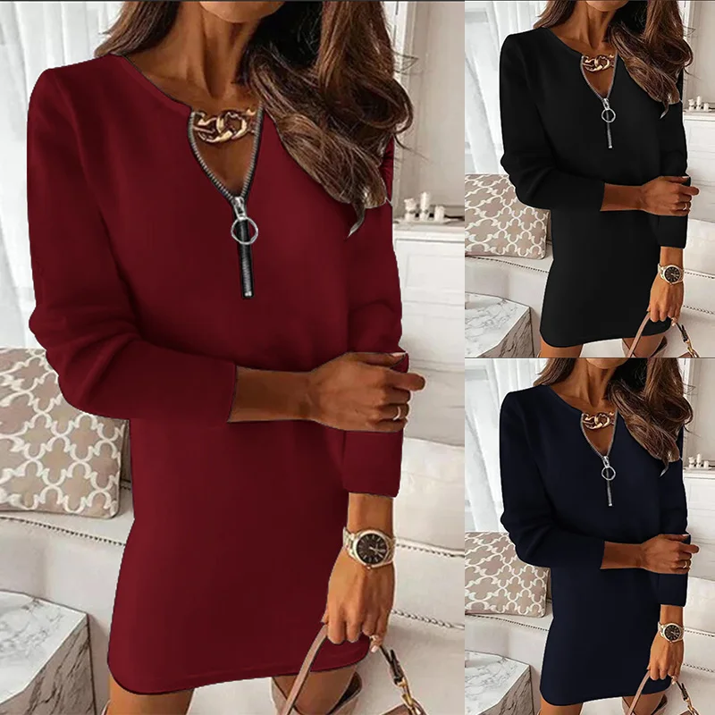 

Женское Свободное платье с длинным рукавом, весна-осень 2022