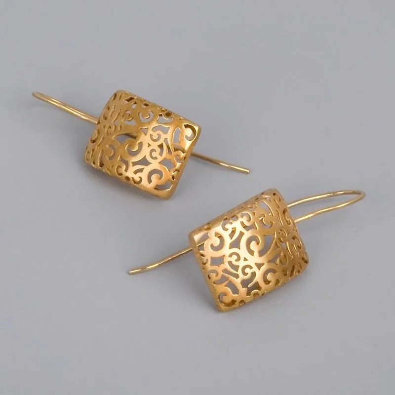 

Unique Filigree Earrings Silver Color Earrings Gold Color Earrings Cutout Lace Earrings Gift for Her Mother Gift