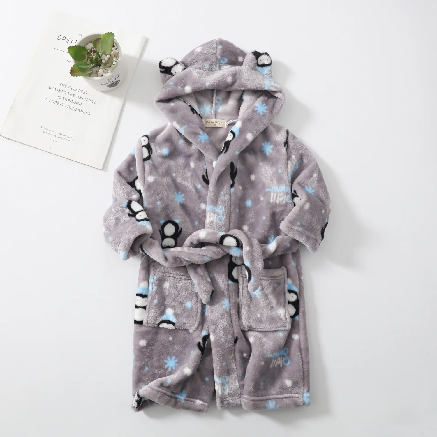 Winter Christmas Bath Robe For Girls Pajamas Animal Hooded Robes Children Dressing Gown Boys Sleepwear Kids Bathrobe 6 8 10 12Y