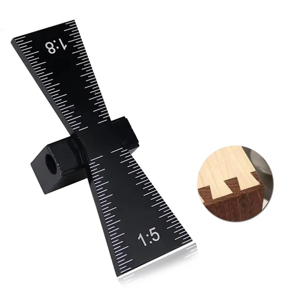 

1pc 64mm Woodworking Dovetail Marker Aluminum Alloy Dovetail Marking Template 1:5 & 1:8 For Hardwood Or Softwood