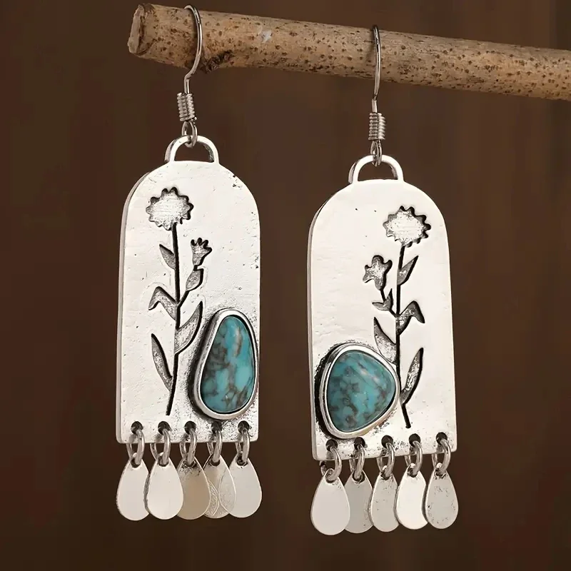 

Vintage Turkish Eye Dangle Earrings for Women Jewelry Oil-dripping Natural Stone Set with Zirconia Jewelry
