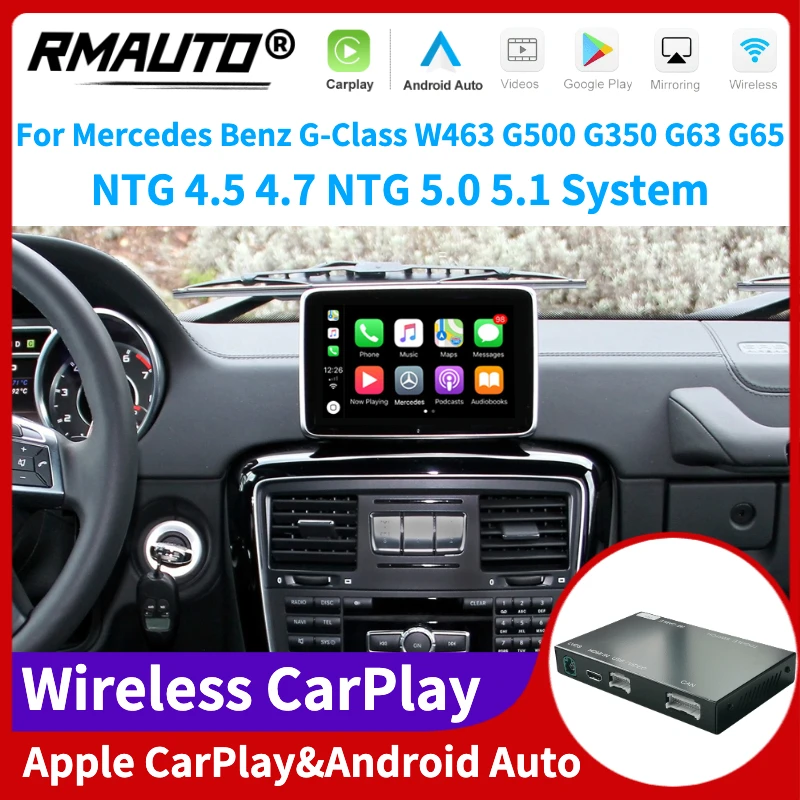 RMAUTO беспроводной Apple CarPlay NTG 4 5 7 0 1 для Mercedes Benz G-Class W463 G500 G350 G63 G65 Android Авто зеркальная