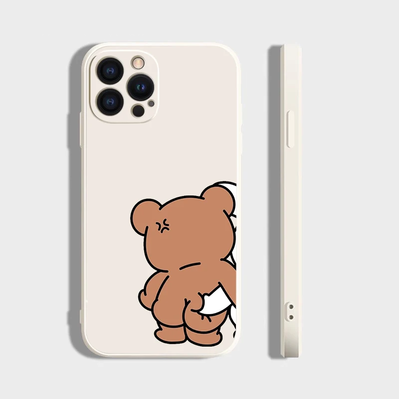 Чехол для телефона Couple Love Bear White IPhone 16 Pro Max 15 14 13 12 Mini 11 XS XR 7 8 Plu SE 2022 с мягким