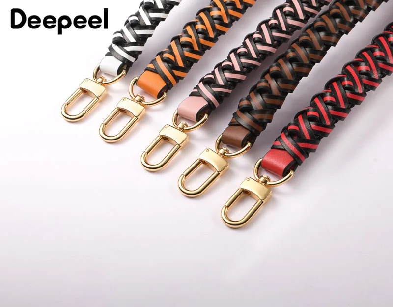 Deepeel 2.5*31cm Leather Bag Strap Color Handmade Braided Handbag Woven Straps Single Shoulder Underarm Bucket Bags Accessories
