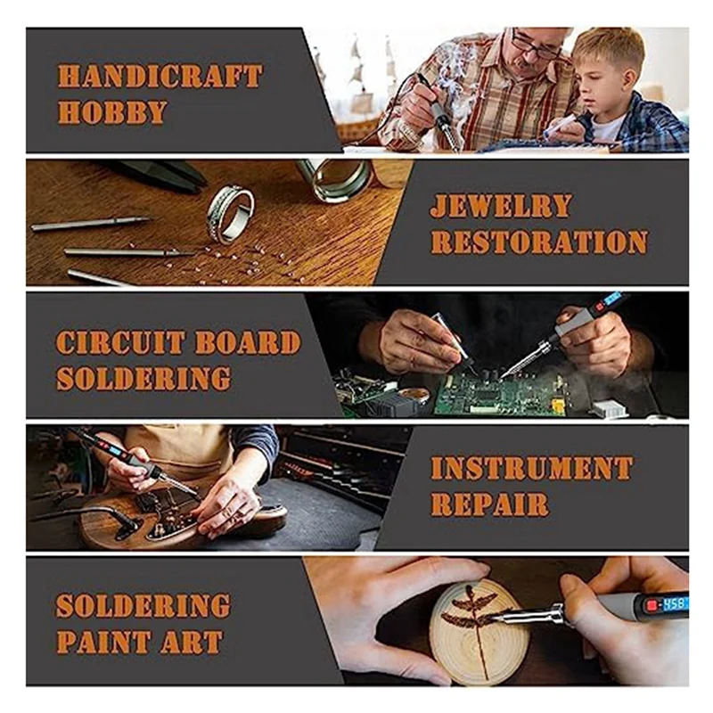 Soldering Iron Kit 80W LCD Digital Display Adjustable Temperature Solder 180 To 500°C For US Plug
