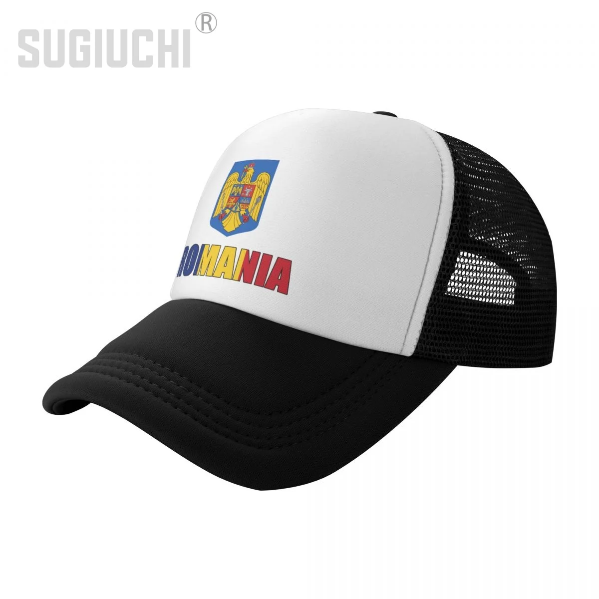 

Mesh Cap Hat Romania Letter Flag Emblem Trucker for Men Women born All the people Retro Baseball Caps Cool